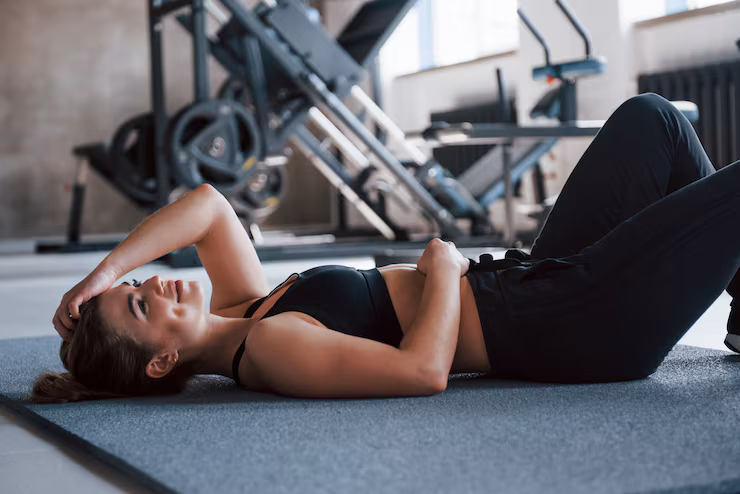 Woman resting comfortably after light exercise